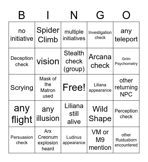 Picking Up Mom Because She's Scared [Critical Role 3.117] Bingo Card