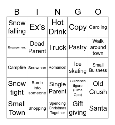 Hallmark Movie Bingo Card
