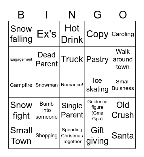 Hallmark Movie Bingo Card