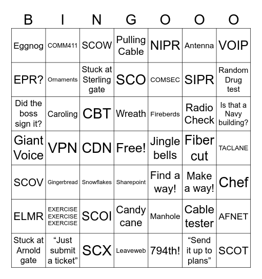 794th Holiday Bingo Card