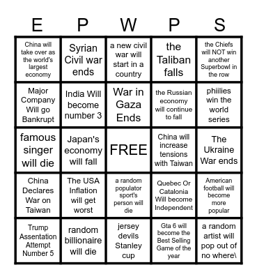 2024 Bingo Card Bingo Card