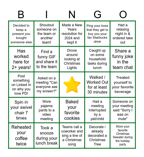 Recruiting Team Bingo Card