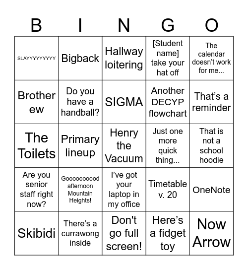 BINGO Card