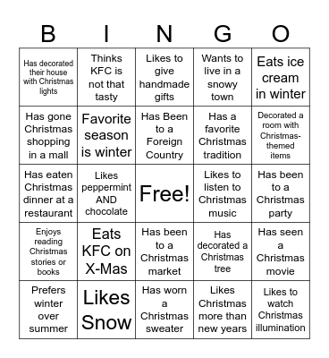 Find Someone Who~ Bingo Card