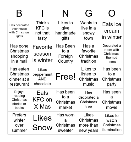 Find Someone Who~ Bingo Card