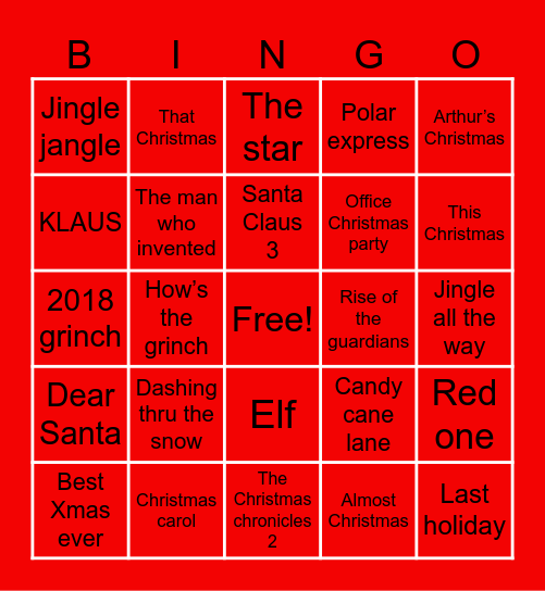 CHRISTMAS BINGO Card