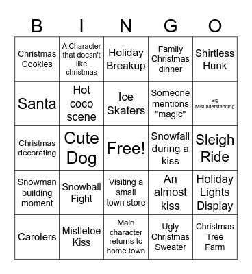 Hallmark Movie Bingo Card