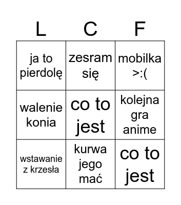 Bingo z Lucyferem Bingo Card