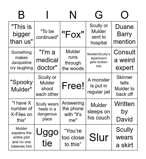 The X-Files Bingo Card