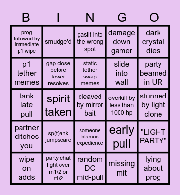 Smile FRU the PF Lockout Bingo Card