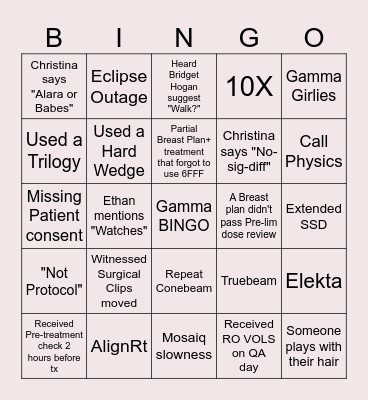 Gamma Bingo 2024 Bingo Card