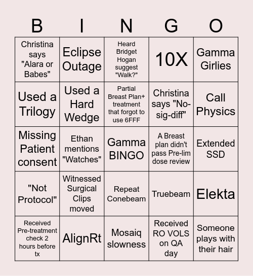 Gamma Bingo 2024 Bingo Card