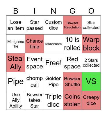 Mario Party Jamboree Bingo Card