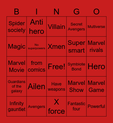 Marvel bingo Card