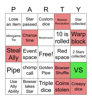 Mario Party Jamboree Bingo Card