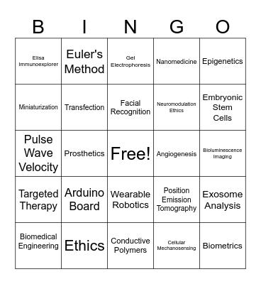 Biomed Bingo Card