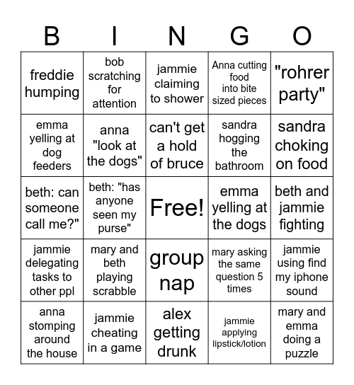 Rohrer Xmas Bingo Card