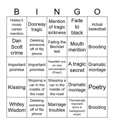 One Tree Hill Bingo Card