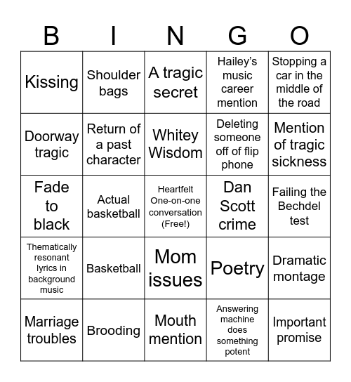 One Tree Hill Bingo Card