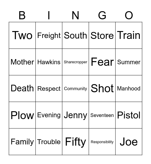 A Man Who Was Almost a Man Bingo Card