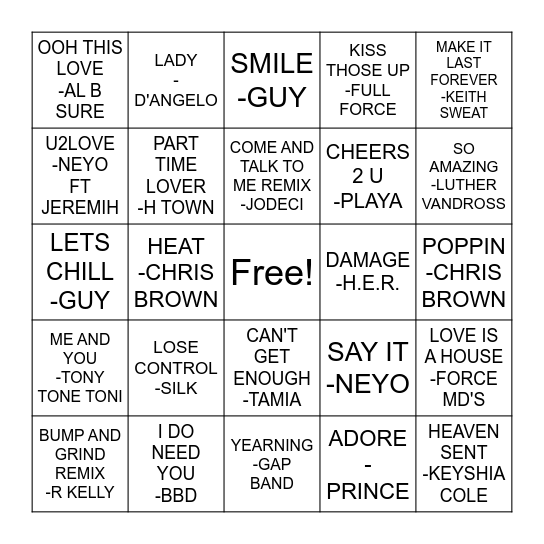 RNB-BANGAS Bingo Card