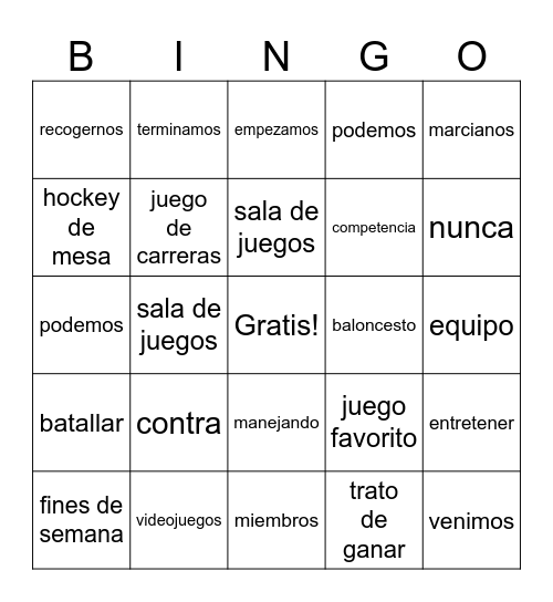 La sala de juegos Bingo Card