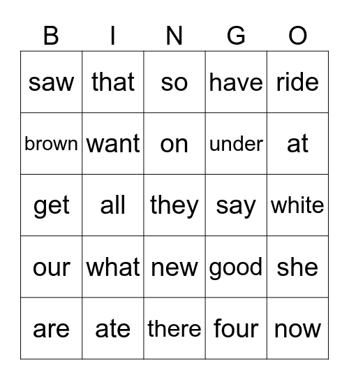 Sight Words Bingo-C Bingo Card