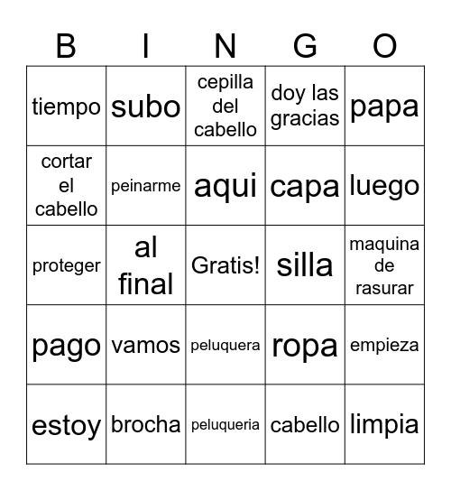 Vamos a la peluqueria Bingo Card