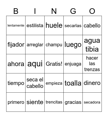 Vamos al salon de belleza Bingo Card