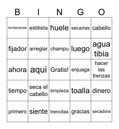 Vamos al salon de belleza Bingo Card