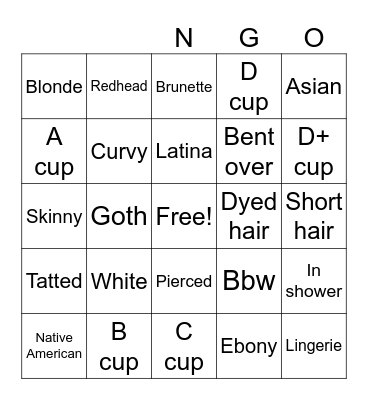Nudes Bingo Card