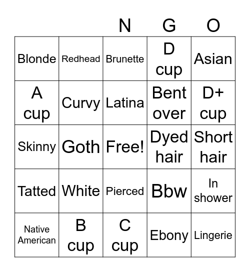 Nudes Bingo Card