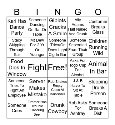 D J J D Bingo Card