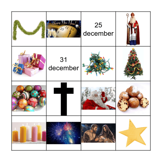 Kerst en oud en nieuw Bingo Card