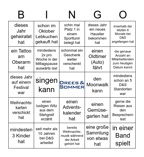 Finde eine Person, die... Bingo Card