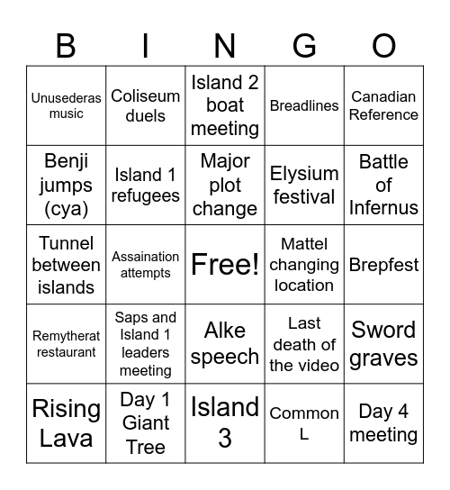 2.5 Video Bingo Card