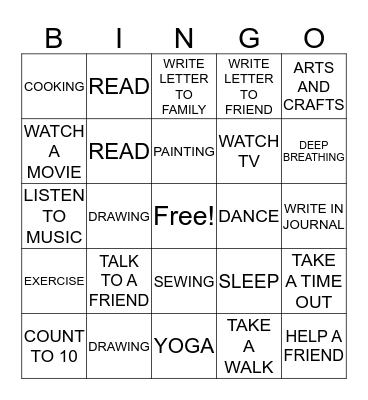 COPING SKILLS Bingo Card