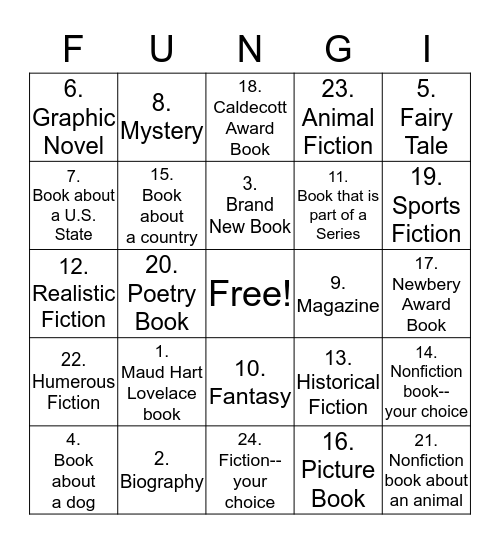 F-U-N-G-I Bingo Card