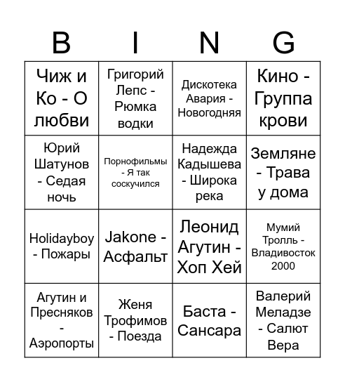 БИНГО Bingo Card