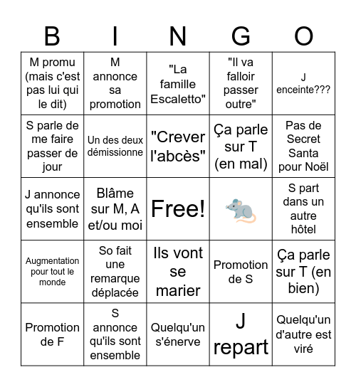 Bingo Escaletto Bingo Card