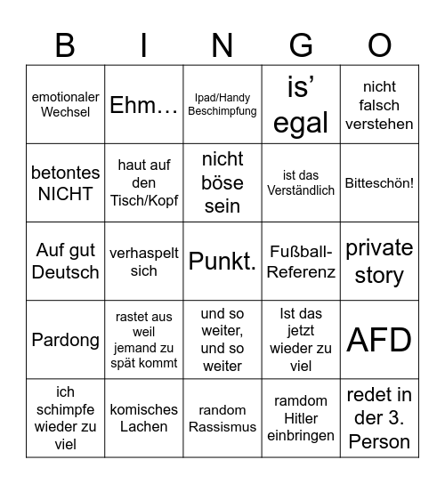 Weiki Bingo Card