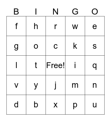 Alphabet Bingo Card
