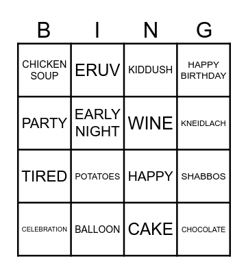 RUTHIE'S BIRTHDAY BINGO! Bingo Card