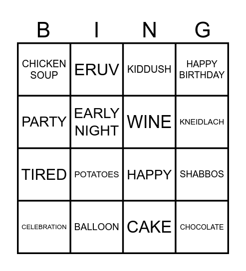 RUTHIE'S BIRTHDAY BINGO! Bingo Card