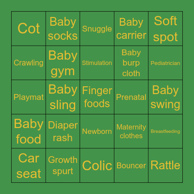 M&A- Baby Bingo Card