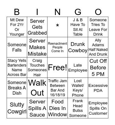 D J J D Bingo Card