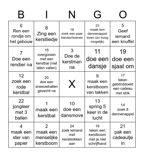 Welpen Kerst Bingo Card