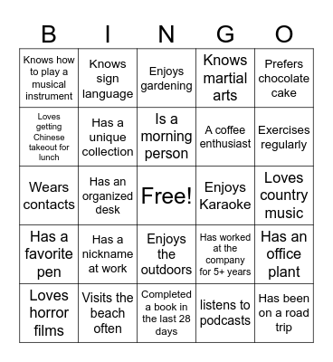 Find someone who..... Bingo Card