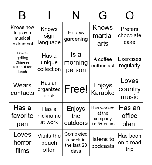 Find someone who..... Bingo Card