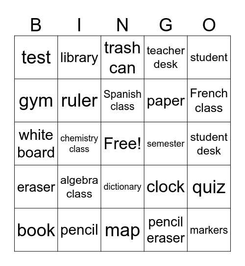 La Escuela Bingo Card